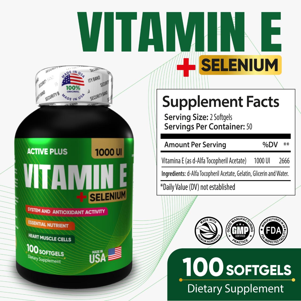 Vitamin E Selenium 1000 Ui Softgels